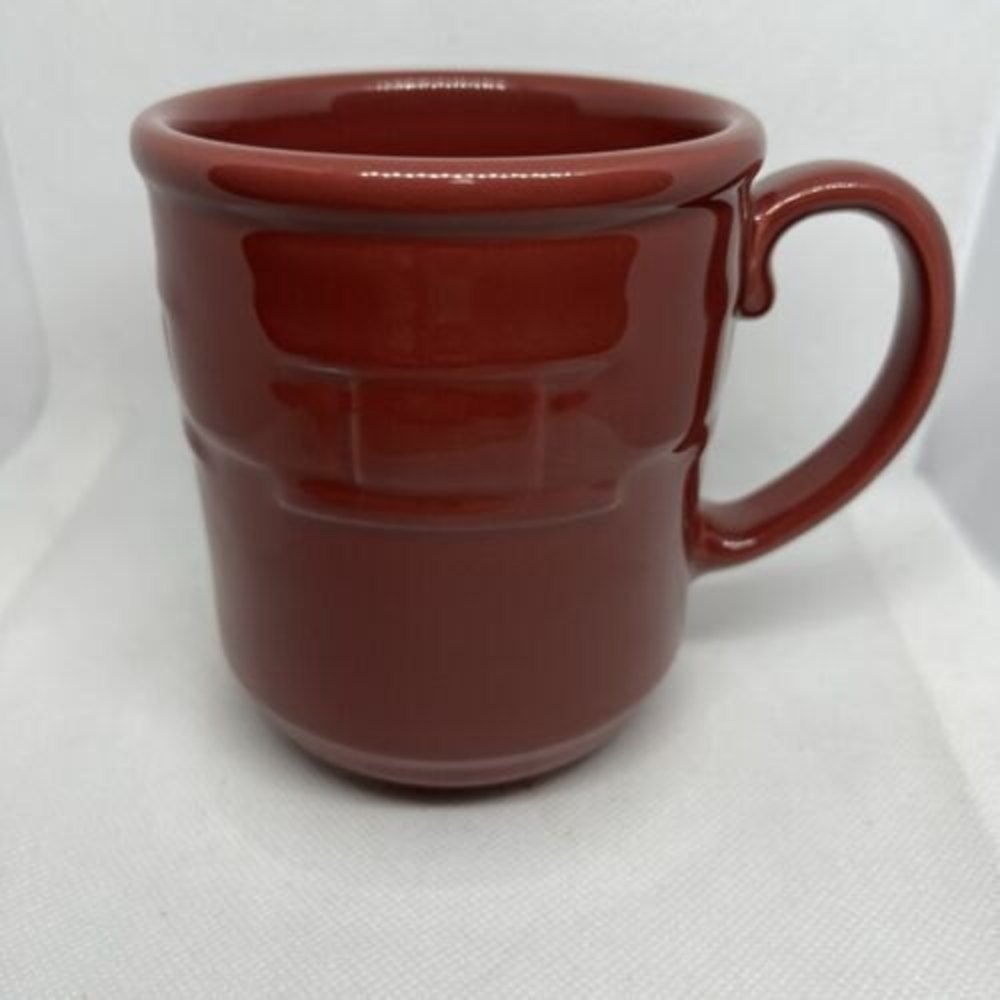 Longaberger Woven Traditions Pottery Burgundy Red Coffee Mug Cup Soup